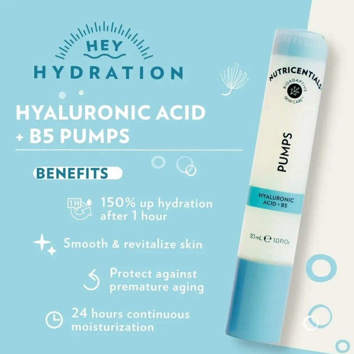 Nutricentials Hyaluronic Acid + B5 Pump – Hydrating Serum