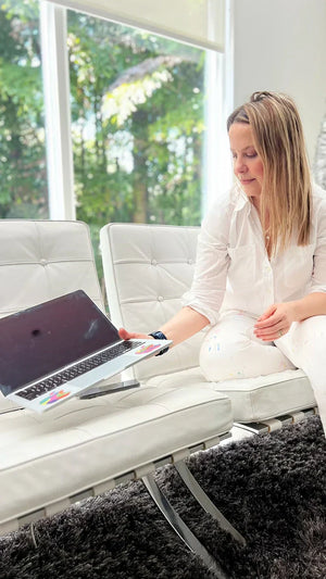 Caro Bertorelli working on her Nu Skin wellness guide