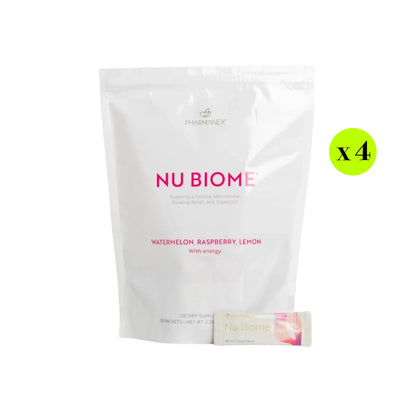 4 Nu Biome prebiotic and postbiotic watermelon raspberry flavor