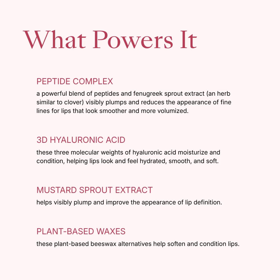 Peptide lip gloss that plumps, defines, and hydrates