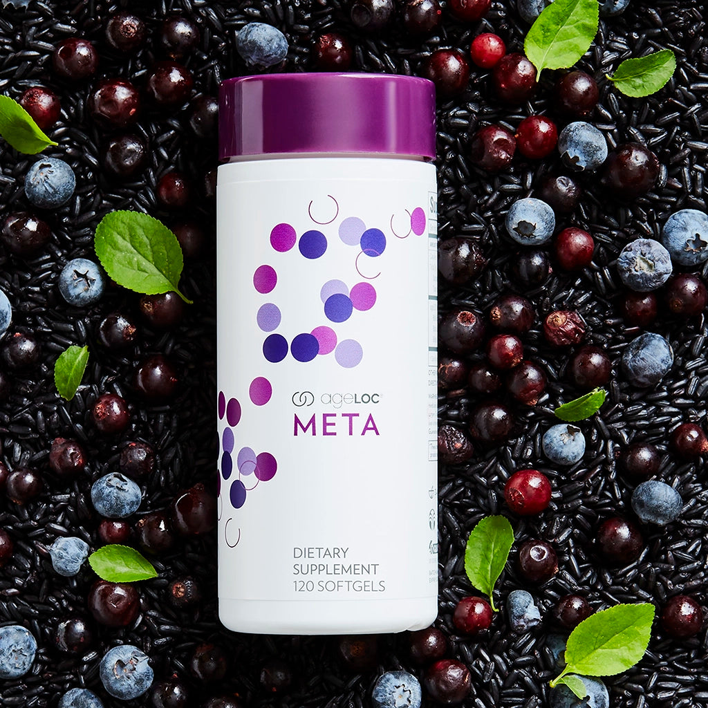  ageLOC Meta anthocyanin supplement bottle, 120 softgels